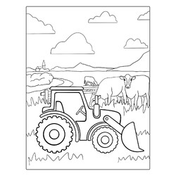 Раскраска Трактор с ковшом