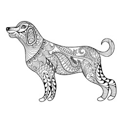 Раскраска Зентангл собака