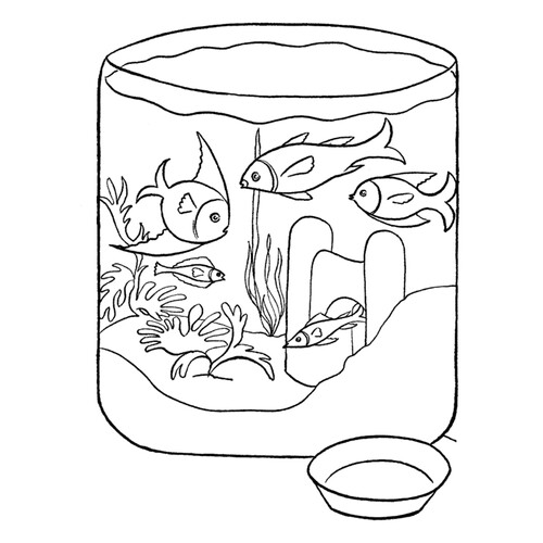 Раскраска Аквариум с рыбками