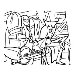 Раскраска Мейвис и Дракула в самолёте гоблинов