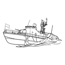 Раскраска Военный корабль Вихрь
