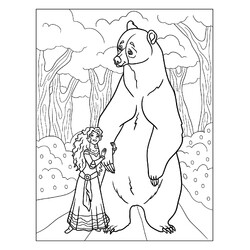 Раскраска Мерида держит за лапу маму медведицу