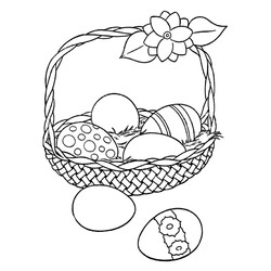Раскраска Корзина пасхальных яиц