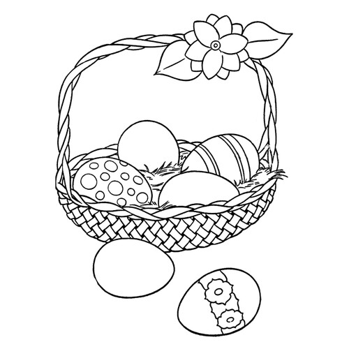 Раскраска Корзина пасхальных яиц