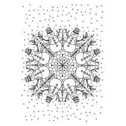 Раскраска Антистресс снежинка из снеговиков