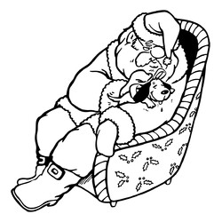 Раскраска Дедушка Мороз заснул в кресле