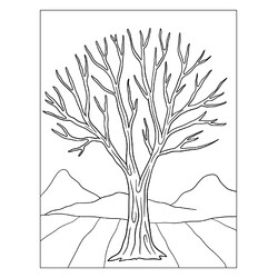 Раскраска Голое дерево зимой