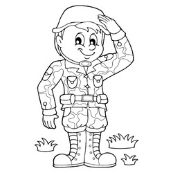 Раскраска Улыбчивый солдат в камуфляжной форме