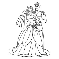 Раскраска Свадьба принцессы Тианы и принца Навина