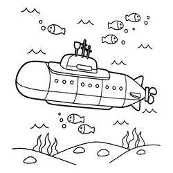 Подводная лодка и рыбки