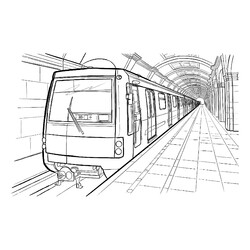 Раскраска Длинный поезд метро