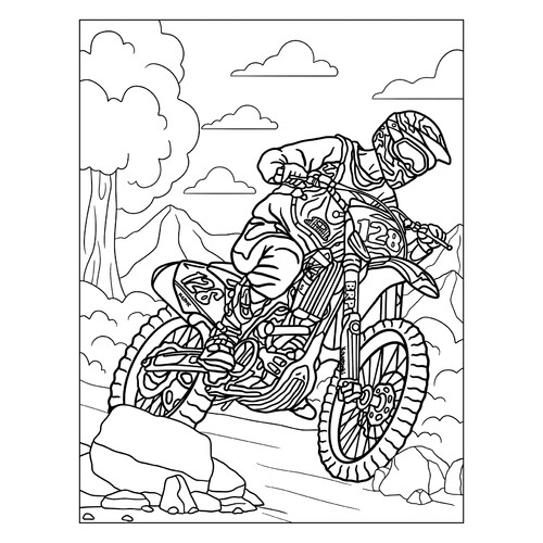 Раскраска Внедорожный мотоцикл Кавасаки