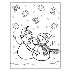 Раскраска Два милых снеговика