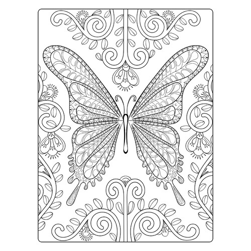Раскраска Антистресс бабочка