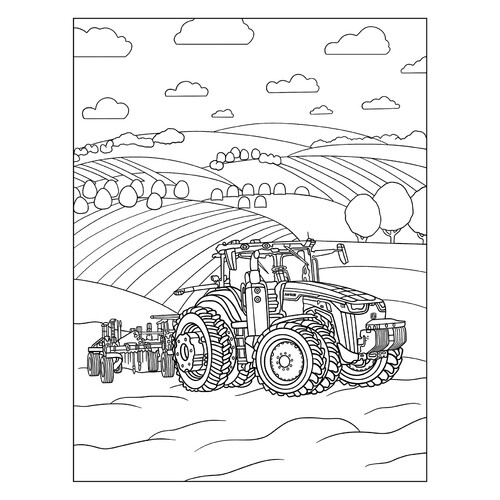 Раскраска Надежный сельскохозяйственный трактор