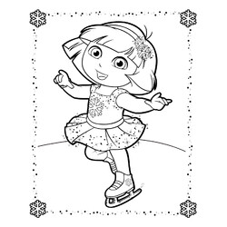 Раскраска Даша в платье снежинки на коньках