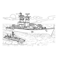 Раскраска Два военных корабля