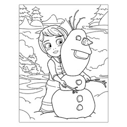 Девочка Эльза лепит снеговика