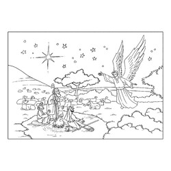 Раскраска Ангел и вифлеемские пастухи