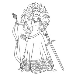 Раскраска Мерида с мечом и луком