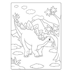 Раскраска Стегозавр ест листья