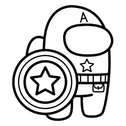 Раскраска Амонг Ас персонаж Капитан Америка