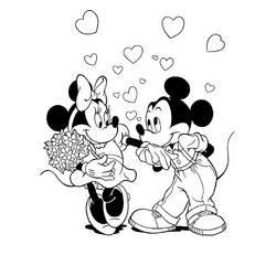 Раскраска Микки Маус на День Святого Валентина
