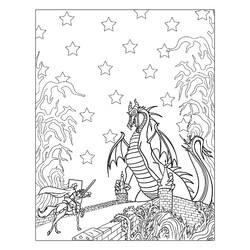 Раскраска Принц Филипп сражается с драконом