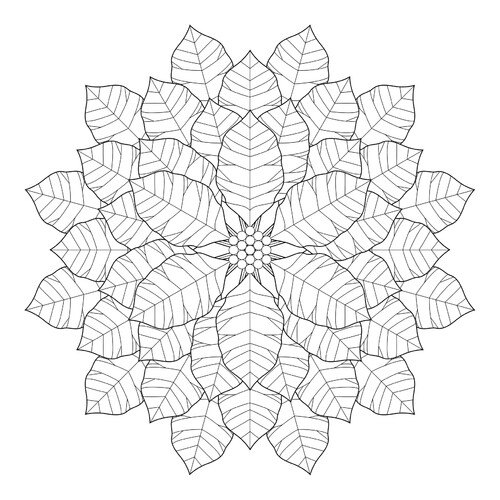 Раскраска Снежинка из листьев