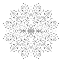 Раскраска Снежинка из листьев