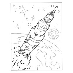 Раскраска Сатурн-5 - американская сверхтяжёлая ракета-носитель
