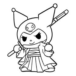 Раскраска Куроми в костюме самурая
