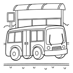 Раскраска Автобус на остановке