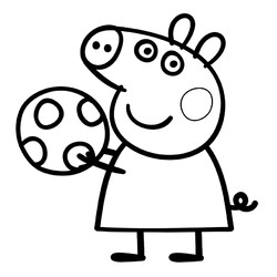 Раскраска Свинка Пеппа с мячом