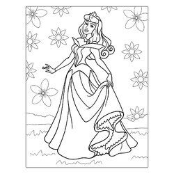 Раскраска Принцесса Аврора в бальном платье