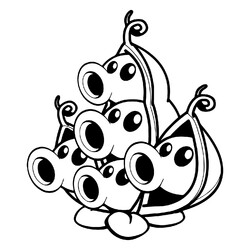 Раскраска Стручок гороха с пятью головами из Зомби против растений