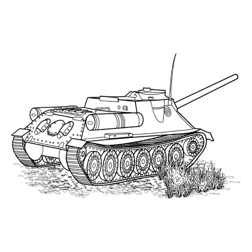 Раскраска Советская самоходная артиллерийская установка СУ-100
