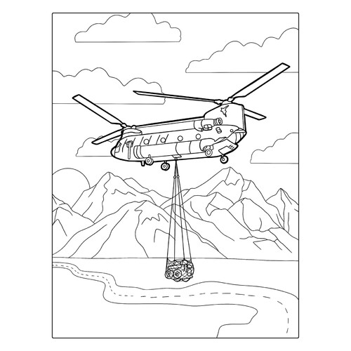 Раскраска Вертолёт Боинг CH-47 «Чинук»