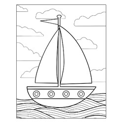 Раскраска Парусная лодка для малышей