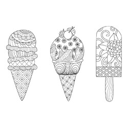 Раскраска Дудл с тремя морожеными
