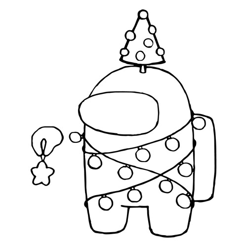 Раскраска Амонг Ас шляпка ёлочка на Рождество