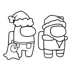 Раскраска Амонг Ас члены экипажа на Новый год