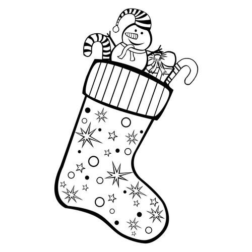 Раскраска Рождественский носок со звездами