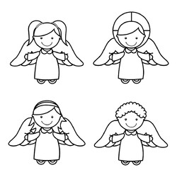 Раскраска Простые ангелочки для малышей