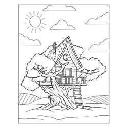 Раскраска Большой домик на дереве