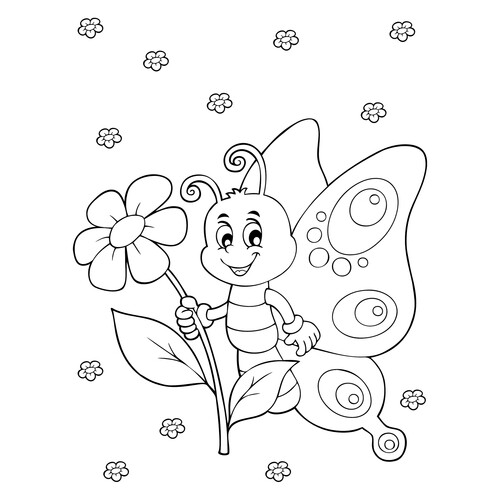 Раскраска Милая бабочка