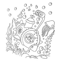 Раскраска Нюша в подводной лодке