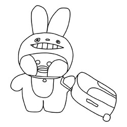 Раскраска Лалафанфан в костюме зайца с чемоданом