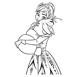 Раскраска Анна обнимает Олафа