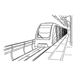 Раскраска Прибытие поезда на станцию метро